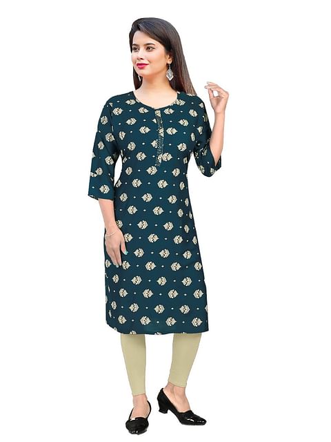 Authenzaa Women Fashion Kurti SFKRT116 Bottle Green
