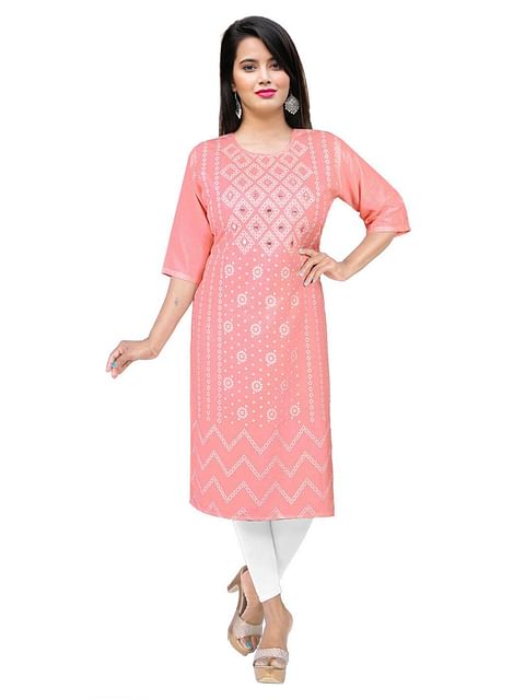 Authenzaa Women Fashion Kurti SFKRT117 Coral