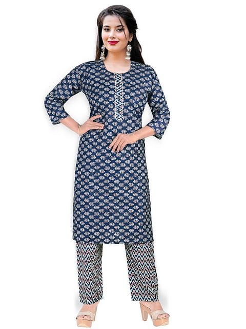 Authenzaa Women Fashion Kurti SFKST061 Navy