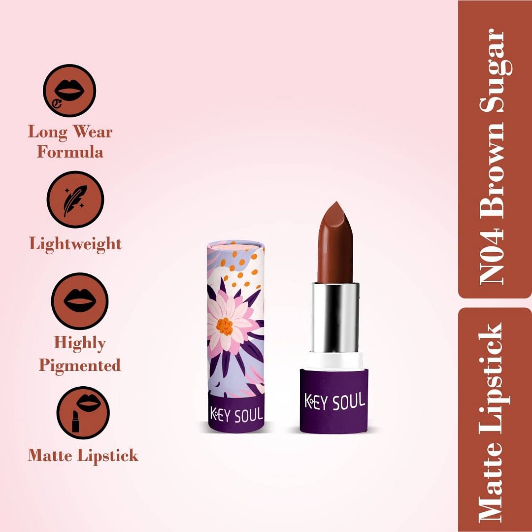 Key Soul Long Lasting Matte Lipstick (4.2 gm) - N04 Brown Sugar