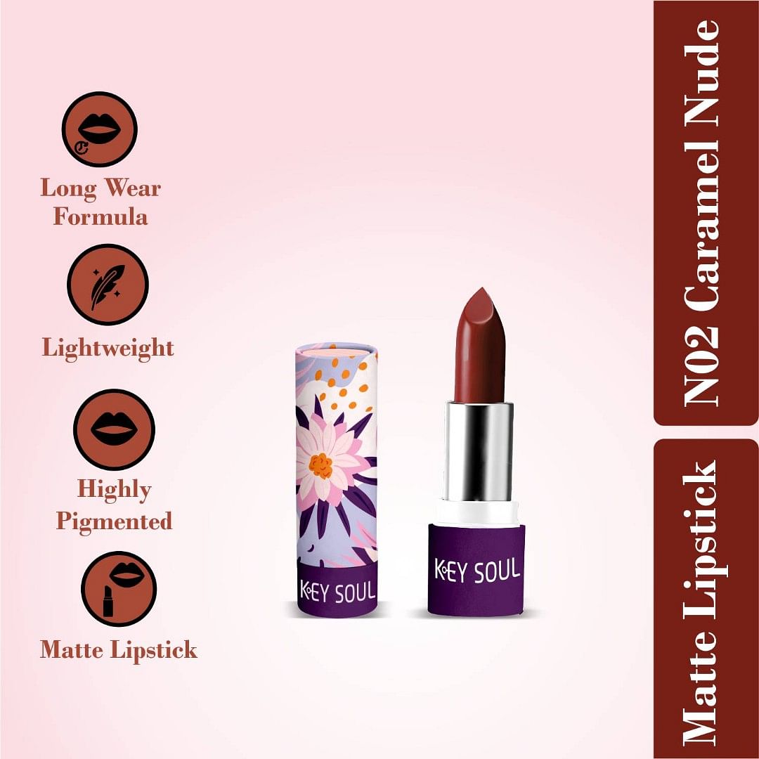 Key Soul Long Lasting Matte Lipstick (4.2 gm) - N02 Caramel Nude