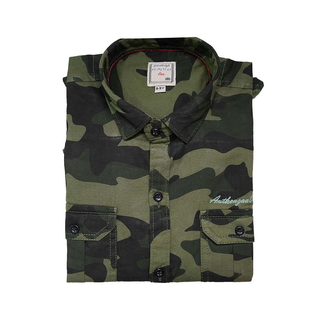 Authenzaa Full Sleeve Boy Shirt-SR0018, Green