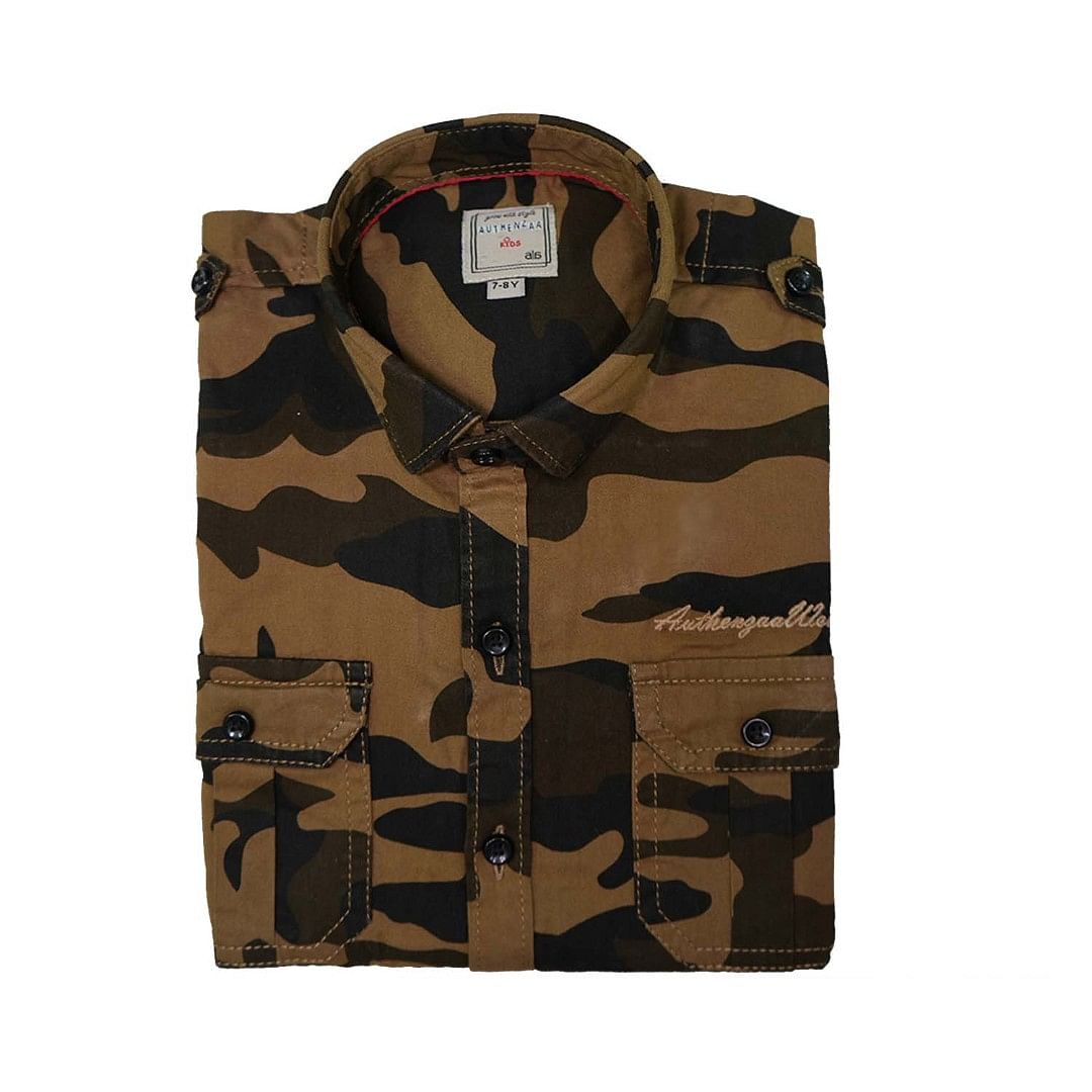 AU FS BOY IND SHIRT-SR0018, BROWN