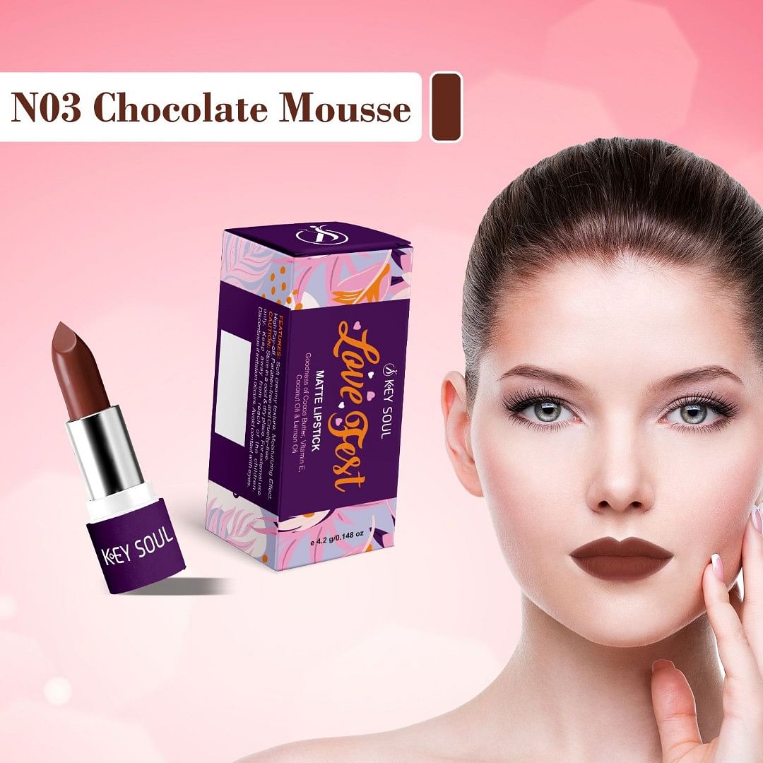 Key Soul Long Lasting Matte Lipstick (4.2 gm) - N03 Chocolate Mousse