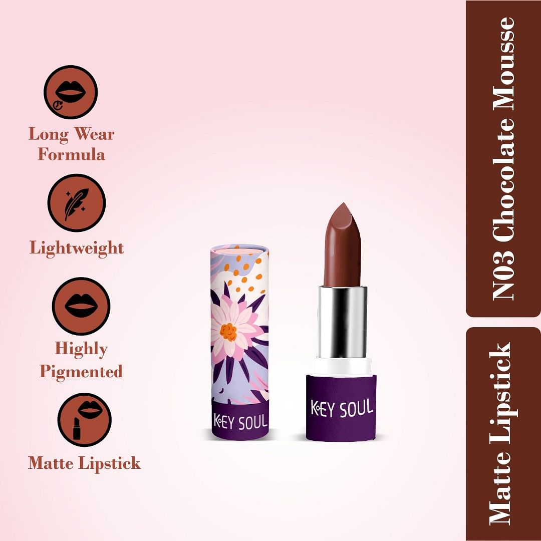 Key Soul Long Lasting Matte Lipstick (4.2 gm) - N03 Chocolate Mousse