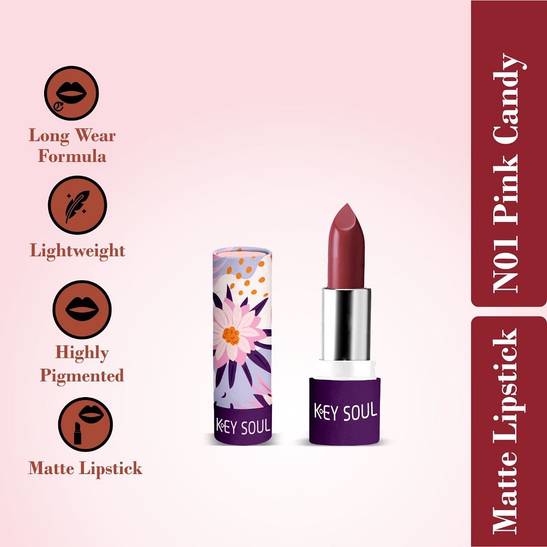 Key Soul Long Lasting Matte Lipstick (4.2 gm) - N01 Pink Candy