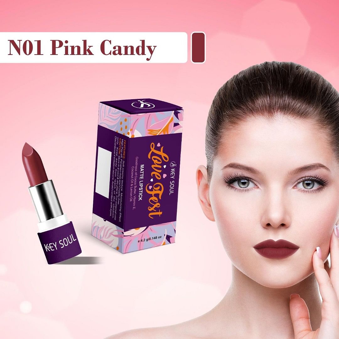 Key Soul Long Lasting Matte Lipstick (4.2 gm) - N01 Pink Candy