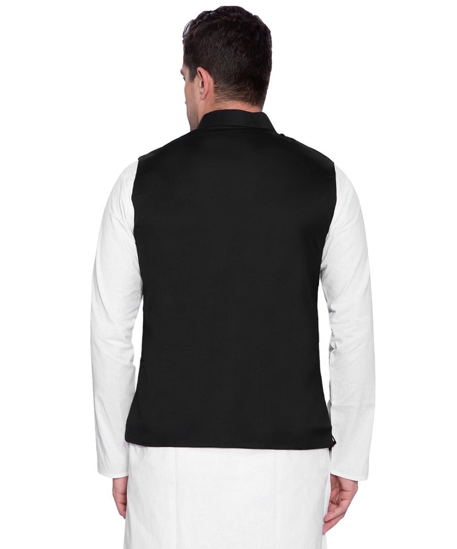 Authenzaa Men Waist Coat, WFOC001, Black