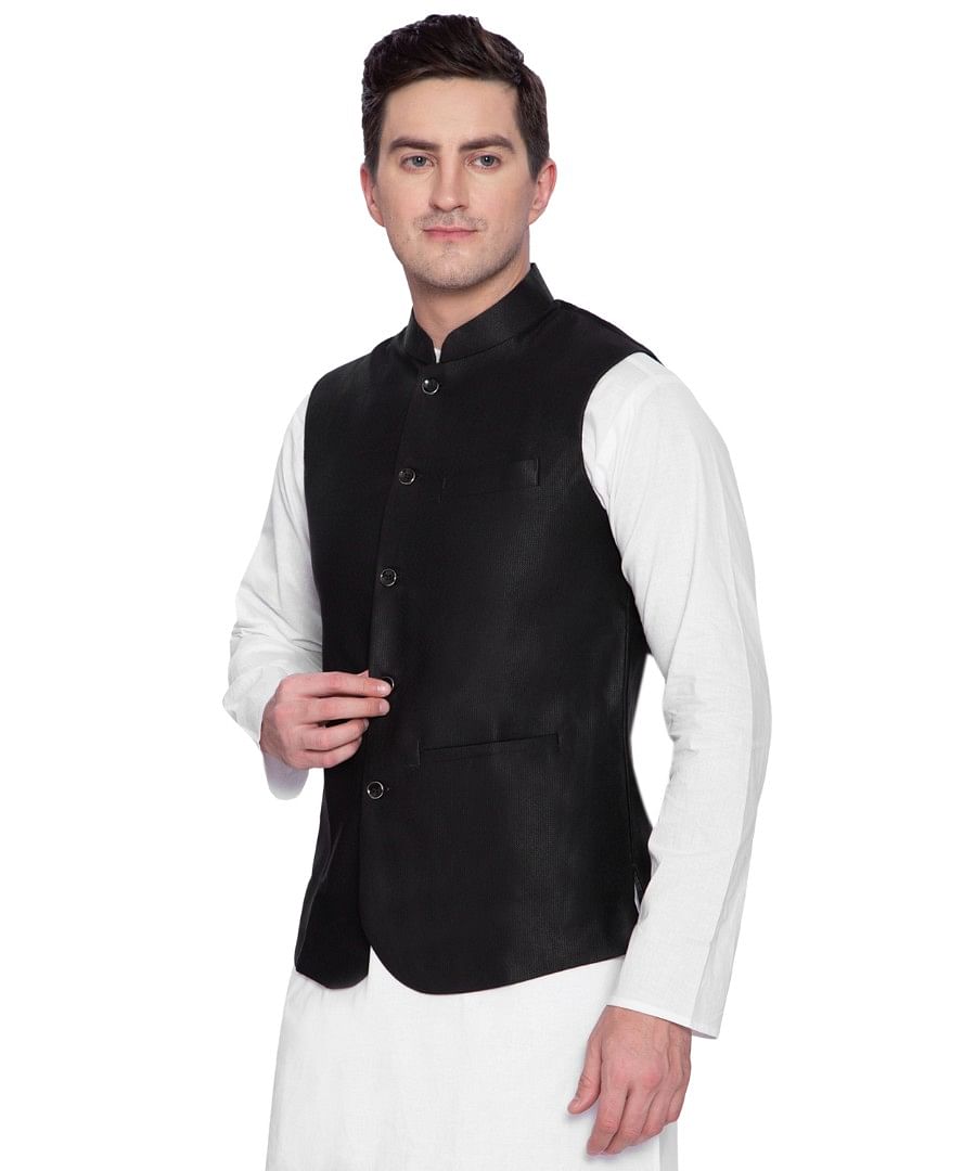 Authenzaa Men Waist Coat, WFOC001, Charcoal