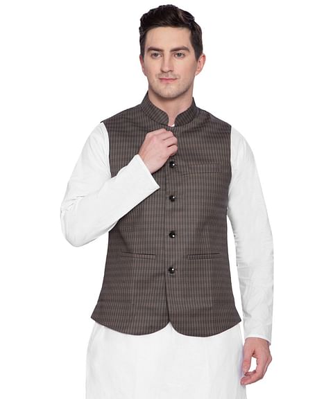 Authenzaa Men Waist Coat, WFOC001, Dark Brown