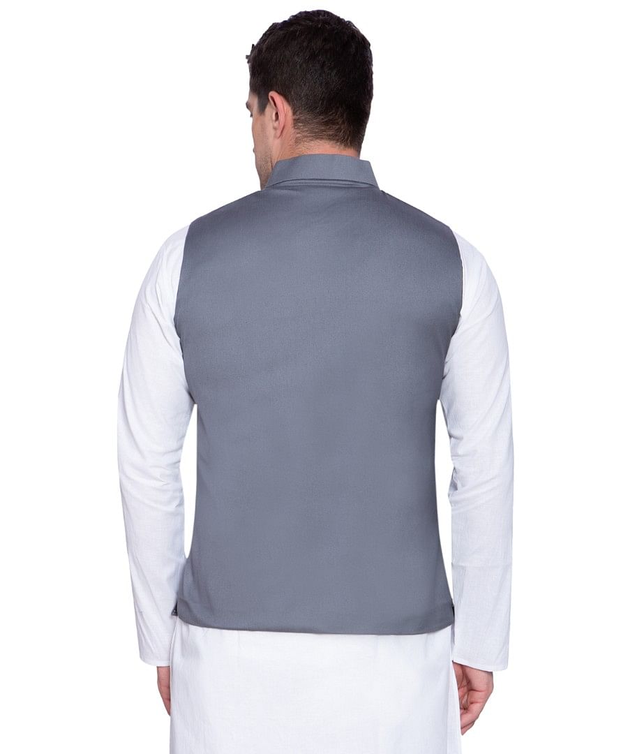 Authenzaa Men Waist Coat, WFOC001, Dark Grey