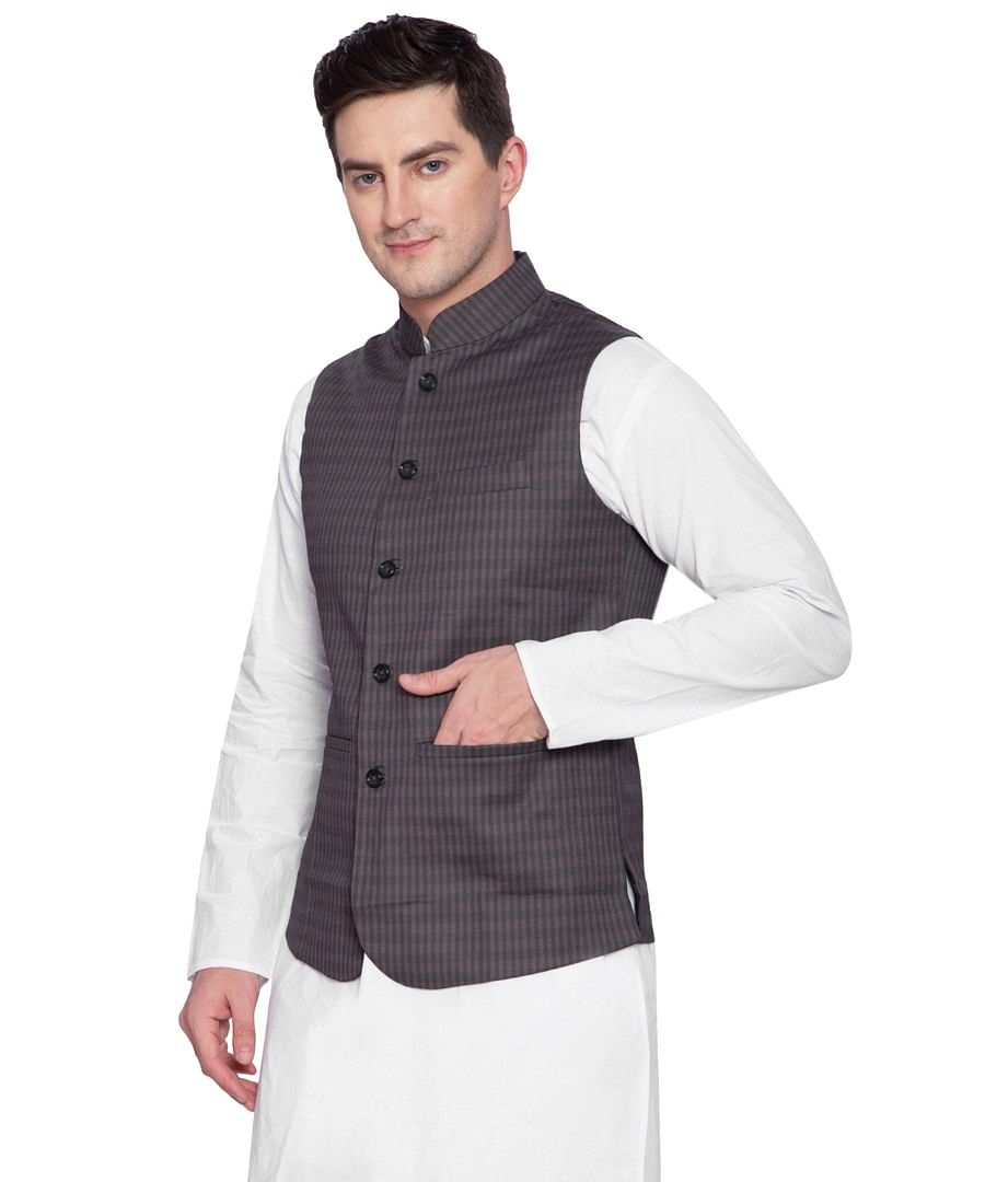 Authenzaa Men Waist Coat, WFOC001, Light Brown