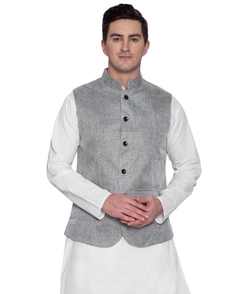 Authenzaa Men Waist Coat, WFOC001, Grey