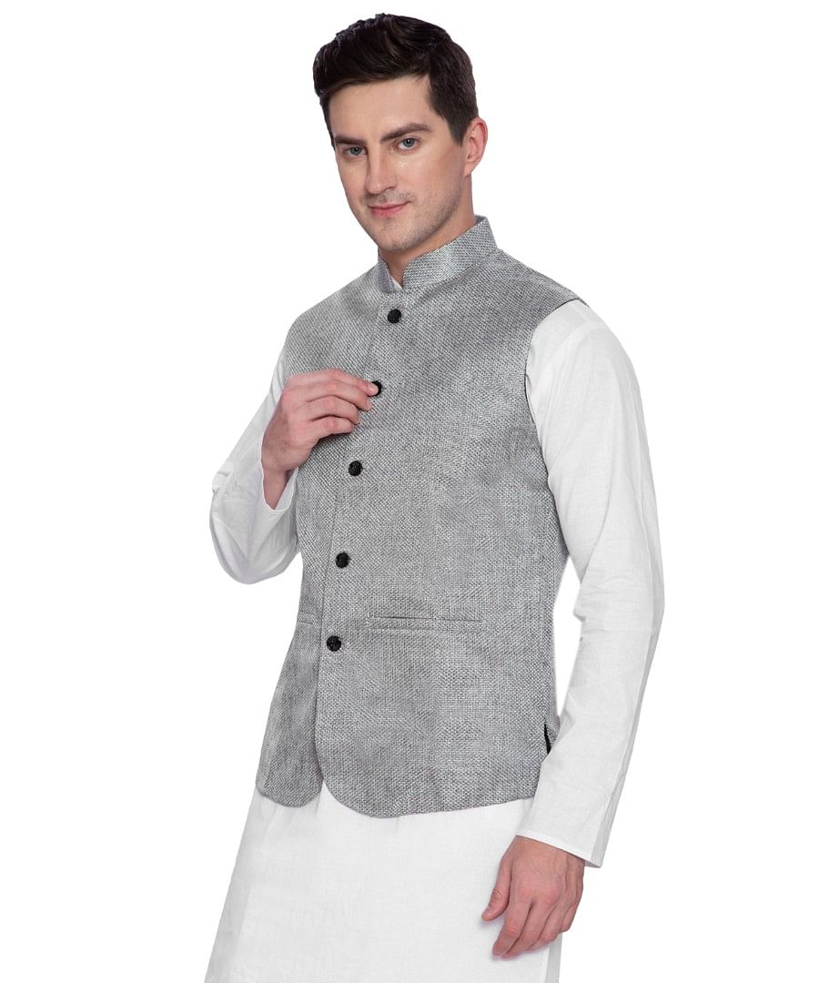 Authenzaa Men Waist Coat, WFOC001, Grey