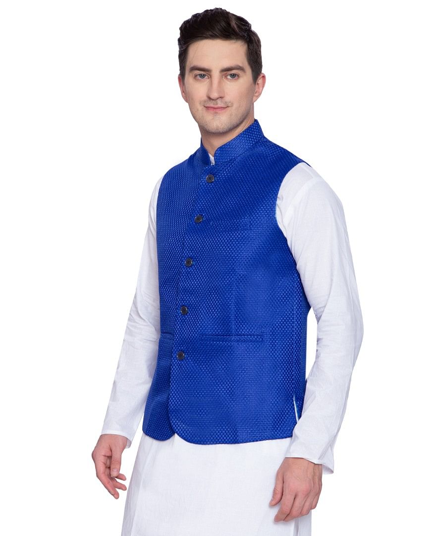 Authenzaa Men Waist Coat, WFOC001, Royal Blue