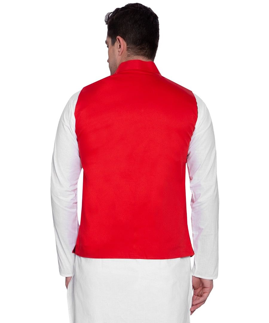 Authenzaa Men Waist Coat, WFOC001, Red