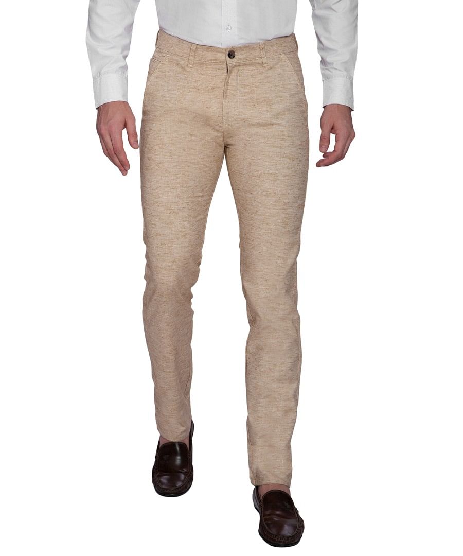 Authenzaa Men Casual Cotton Trouser CS-FS-0011, Beige
