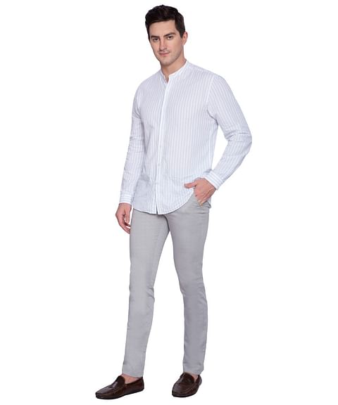 Authenzaa Men Grand Casual Trouser CS-PR-GT3004, Light Grey