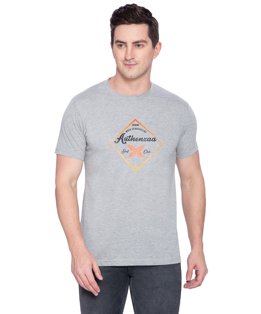 Authenzaa Men Stripe Round Neck T-Shirt ARRNT001 Grey