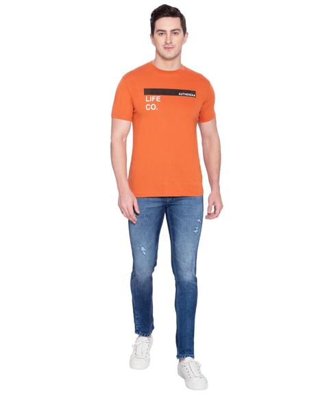 Authenzaa Casual Round Neck T-Shirt ARRNT001 Rust