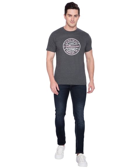 Authenzaa Casual Round Neck T-Shirt ARRNT001 Charcoal