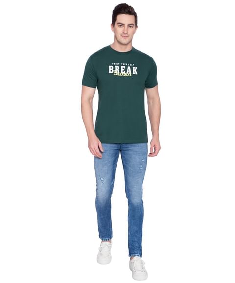 Authenzaa Casual Round Neck T-Shirt ARRNT001 Bottle Green