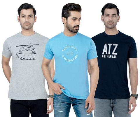 Authenzaa Men 3PC Set Round Neck  T-Shirt ARRNT0042 Multi