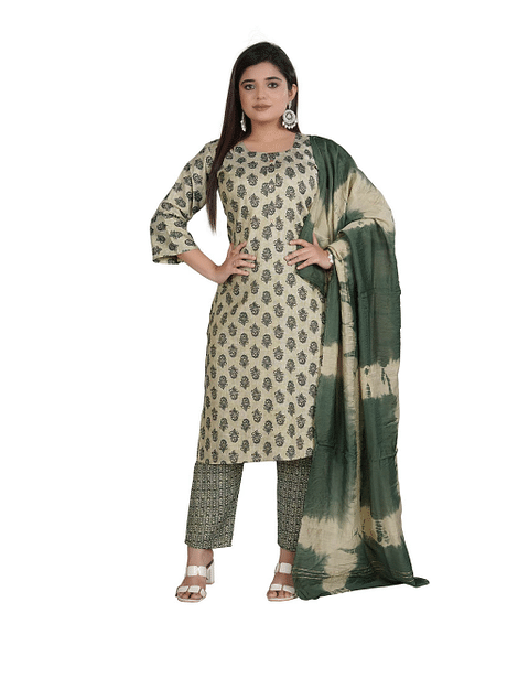 Authenzaa Women 3 Pcs Kurti SetSFKST064 Skin
