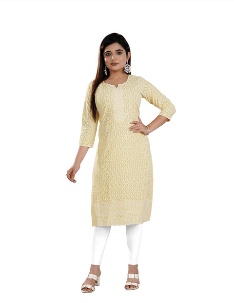 Authenzaa Women Fashion Kurti SFKRT118 Yellow