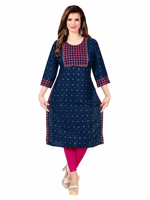 Authenzaa Women Fashion Kurti SFKRT120 Navy
