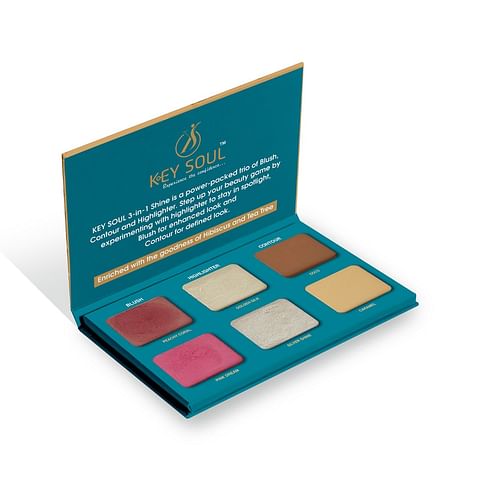 Key Soul 3-in-1 Shine Palette (Blush + Highlighter + contour) 