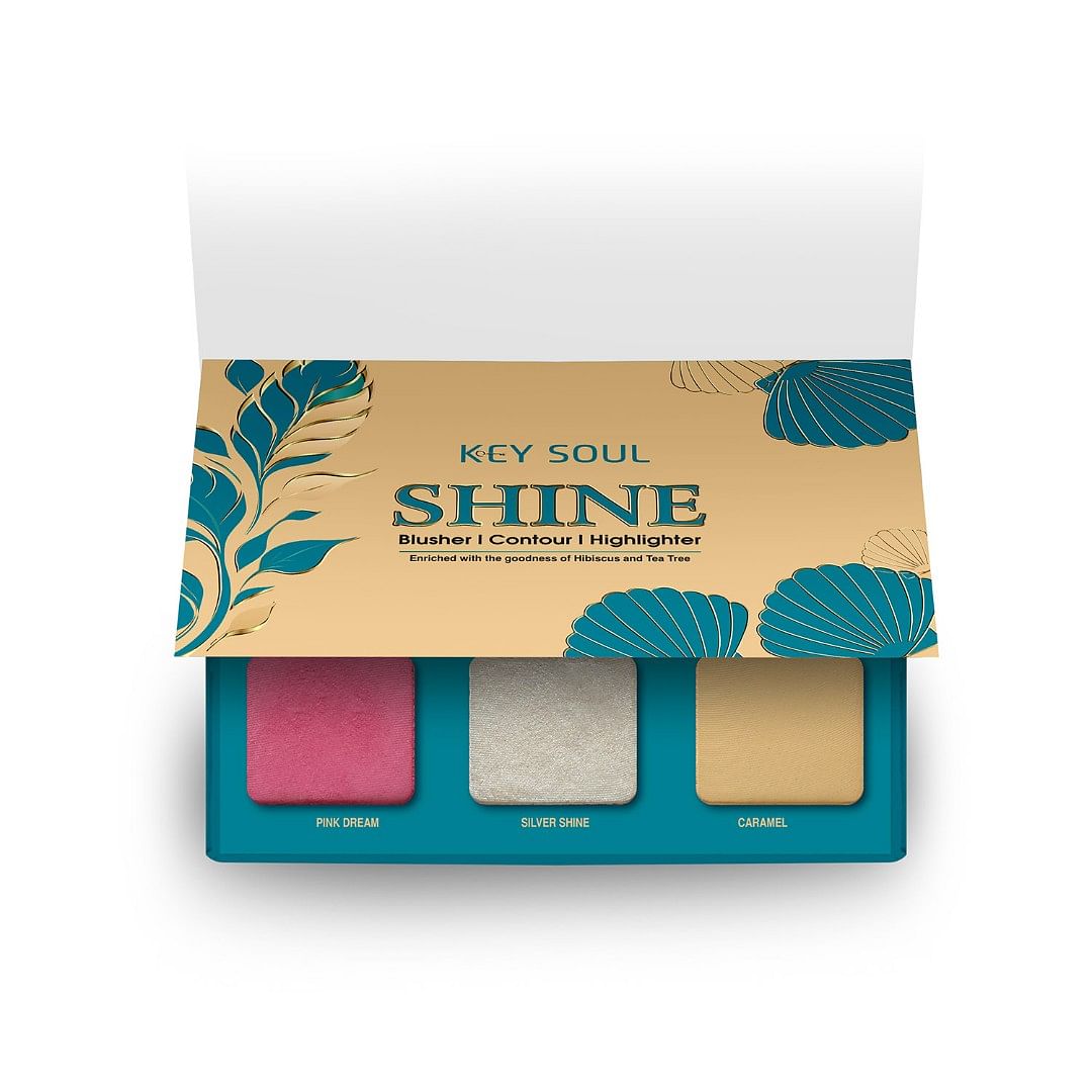 Key Soul 3-in-1 Shine Palette (Blush + Highlighter + contour) 21 gm