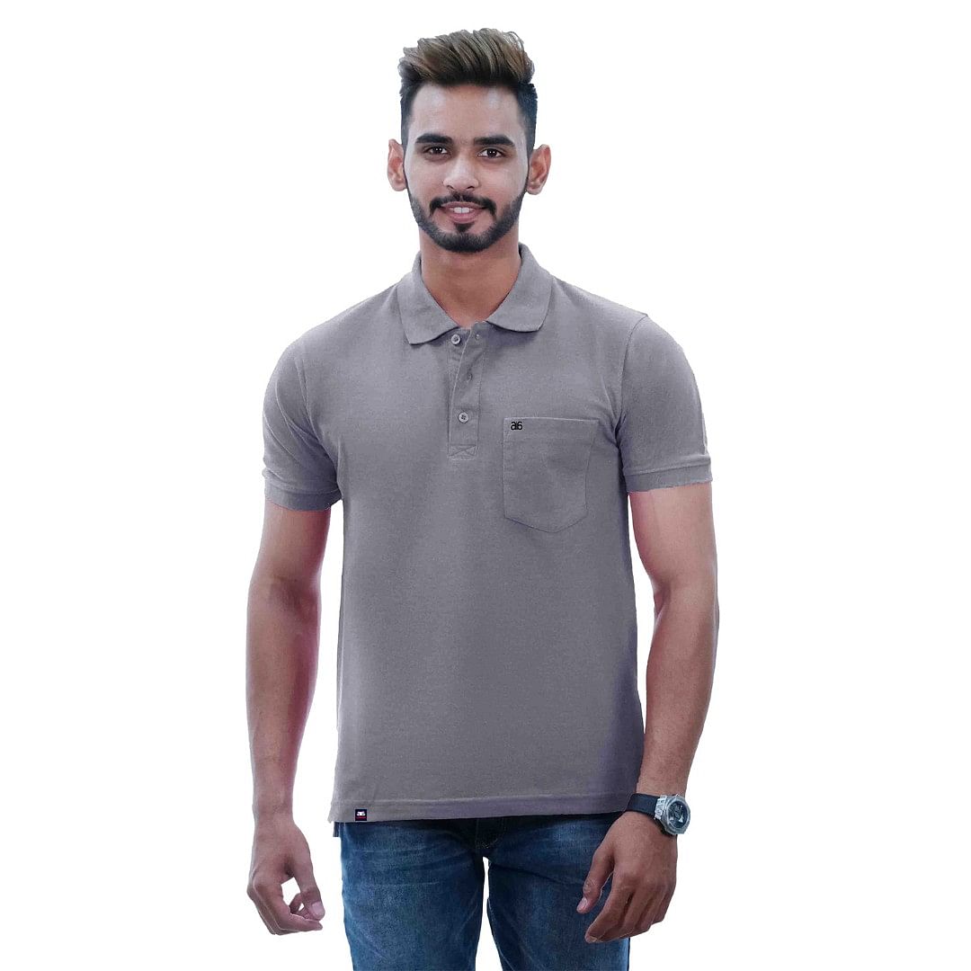 Authenzaa Men Polo T-Shirt SFPT001 Grey Melange 