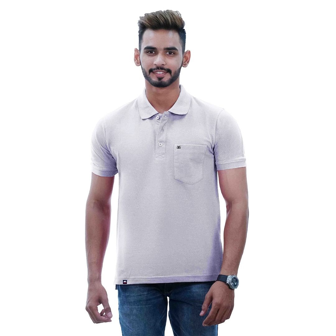 Authenzaa Men Polo T-Shirt SFPT001 Acru Melange 
