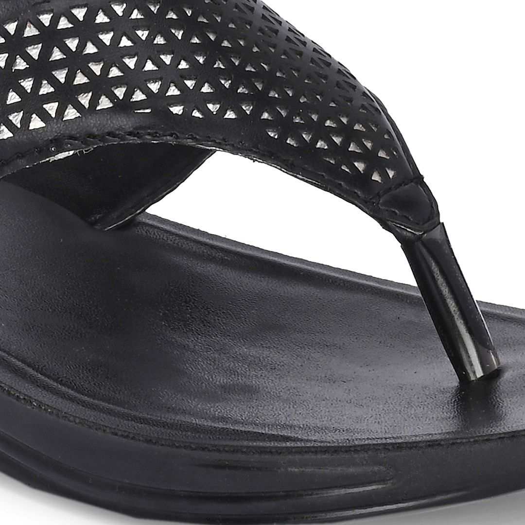 Pair-it Women P U Ladies Slipper-MS-014 Black