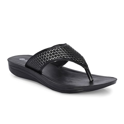 Pair-it Women P U Ladies Slipper-MS-014 Black