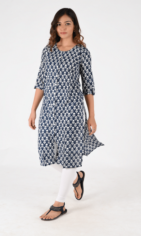 Authenzaa Women Fashion Kurti SFKRT124 Navy