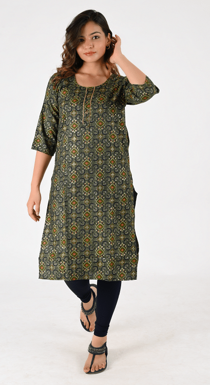 Authenzaa Women Fashion Kurti SFKRT126 Mehendi 