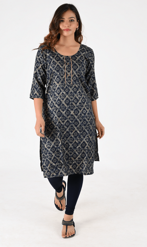 Authenzaa Women Fashion Kurti SFKRT126 Navy