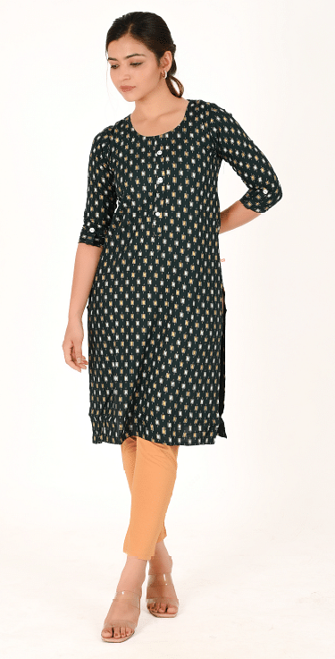 Authenzaa Women Fashion Kurti SFKRT127 Bottle Green