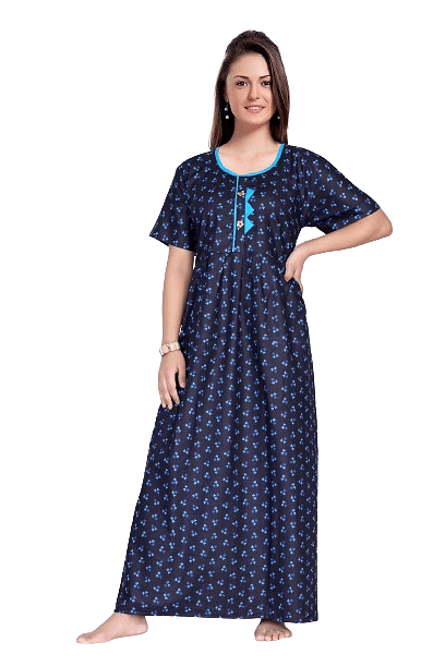 Authenzaa Women Nighty SMWN001 Navy