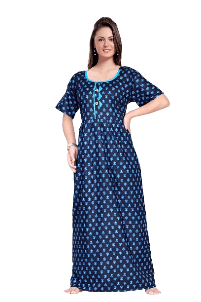 Authenzaa Women Nighty  SMWN001 Blue 