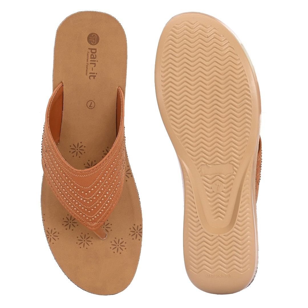 Pair-it Women PU Slipper Ladies Slipper-MS-012 Tan