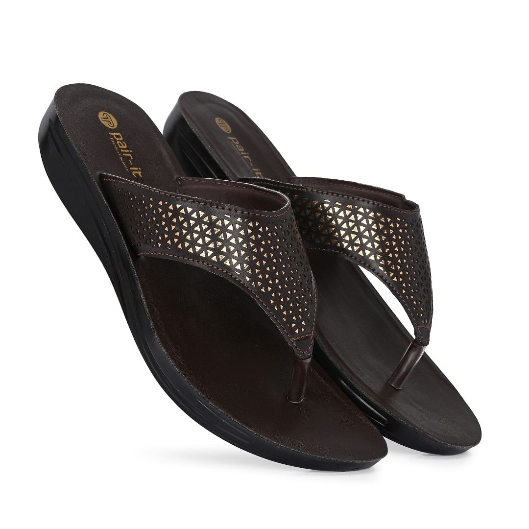 Pair-it Women PU Slipper Ladies Slipper-MS-015 Brown
