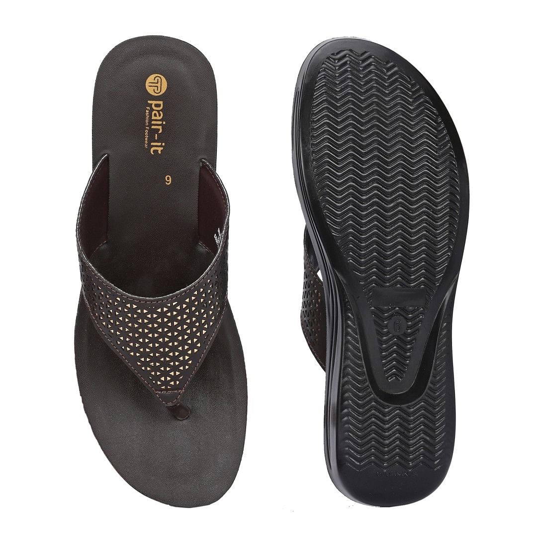 Pair-it Women PU Slipper Ladies Slipper-MS-015 Brown