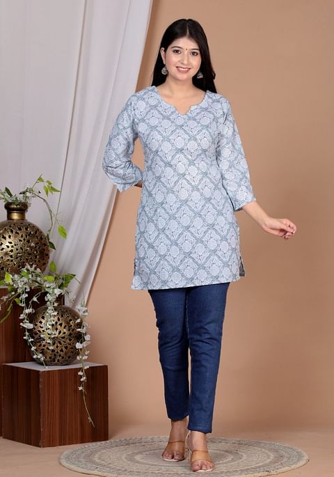 Authenzaa Women Fashion Kurti SFKRT134 Light Grey 
