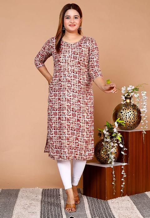 Authenzaa Women Fashion Kurti SFKRT139 Maroon