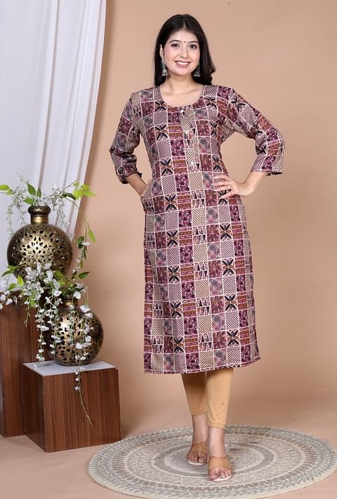 Authenzaa Women Fashion Kurti SFKRT139 Wine