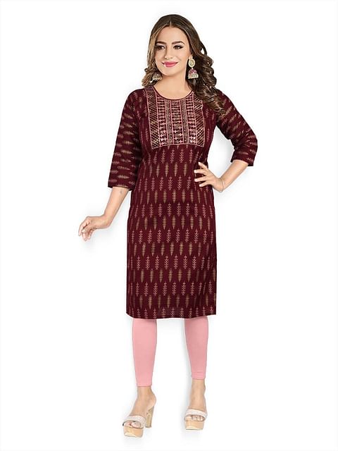 Authenzaa Women Fashion Kurti SFKRT140 Maroon