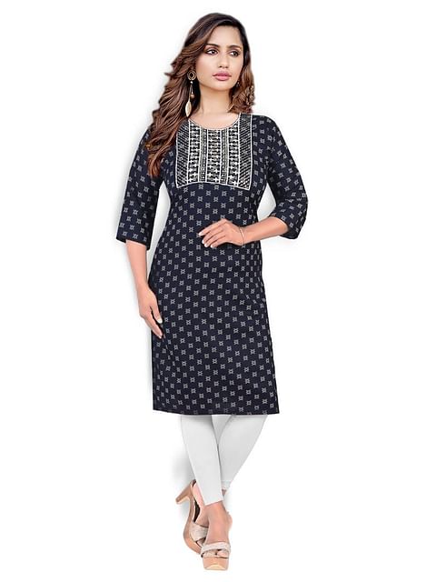 Authenzaa Women Fashion Kurti SFKRT140 Navy